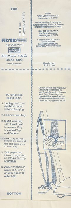 Genuine Eureka 57695B Style "F&G" Premium Filtration Vacuum Bags (3-Pack)