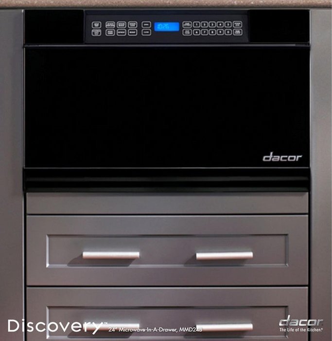 Dacor MMDV30S: Discovery 30" Microwave-In-A-Drawer in Stainless Steel, with Vertical Black Glass