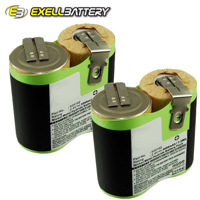 2x Ni-MH 2.4V Battery Replaces BLACK & DECKER 520102 Fits Classic HC400 Vacuums