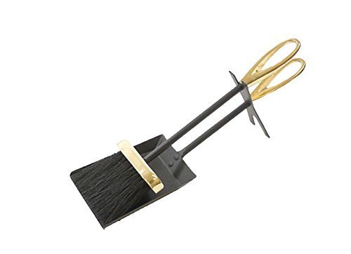 MANOR 360MM BLACK & BRASS LOOP FIREPLACE FIRE HEARTH TIDY SHOVEL & BRUSH - 1165