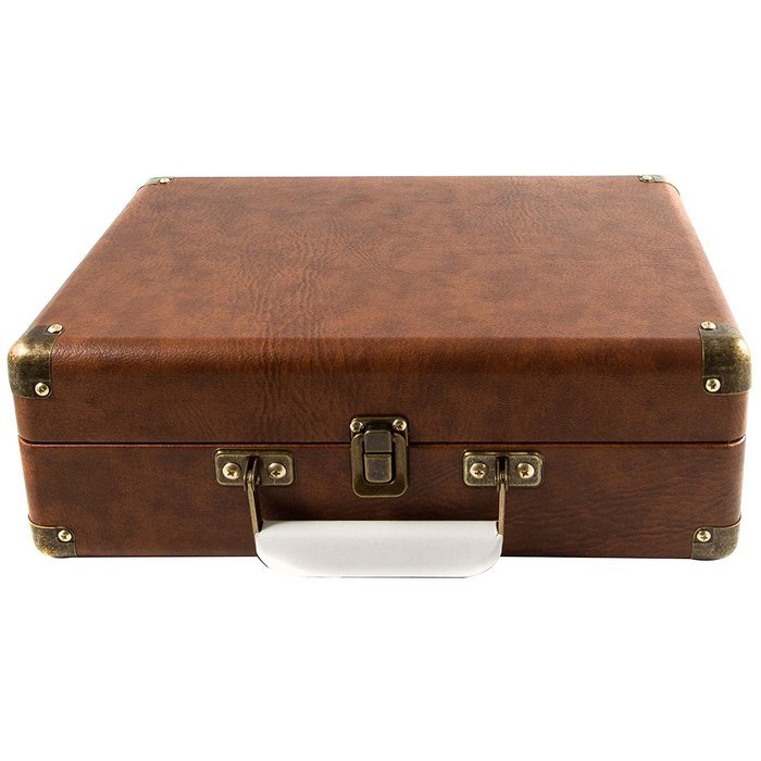 GPO Attache Briefcase Style 3-Speed Portable Vinyl Turntable with Built-in Stereo Speakers and USB Stick for Recording... N35
