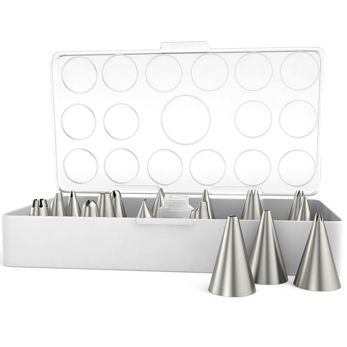 iCooker 17-Pack Decorating Tips for Cake Supplies [FREE Pastry Bag Kit Set] Best Professional Tool Tips for Icing...