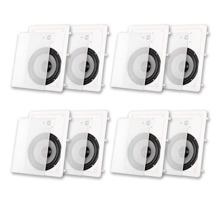 Acoustic Audio CS-IW830 In Wall 8" Speaker 3 Way Home Theater 4 Pair Pack 2800 Watt CS-IW830-4PR
