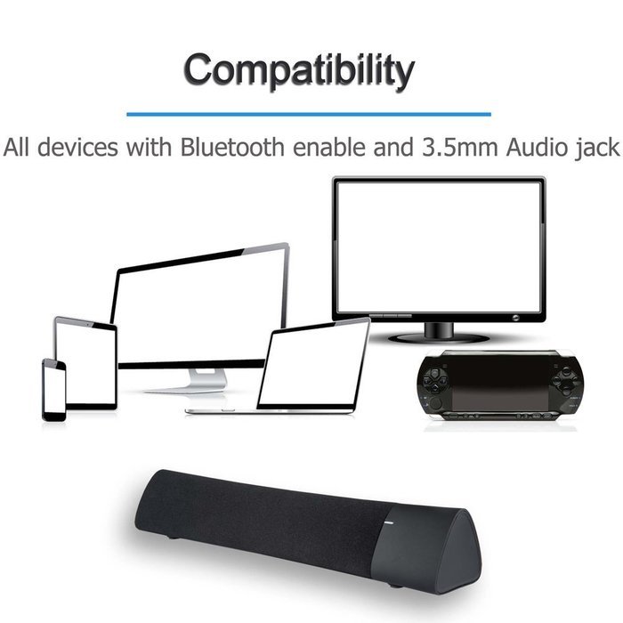 Rotibox Mini Soundbar Ultra Compact Portable Mutimedia Wireless Stereo Bluetooth Speaker HiFi Powerful Crystal... N5