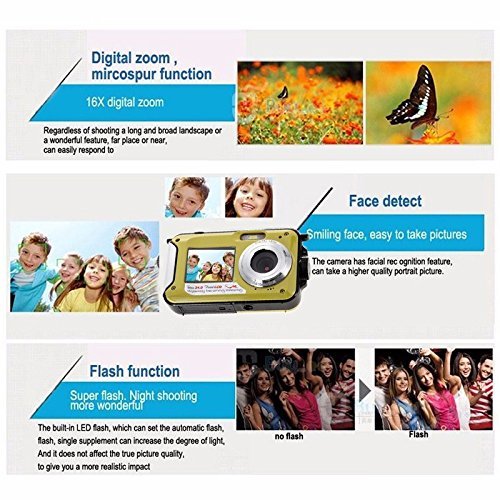 Elecsmart HDV-801 Underwater Shockproof Digital 24MP Camera & Camcorder Double Screens Dual Full-Color LCD Displays... N3