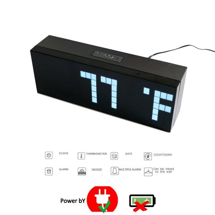 T Tocas Big Numbers Digital LED Snooze Wall Desk Alarm Clock with Countdown, Thermometer ,Calendar (Green LED... N6