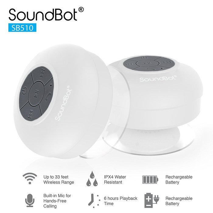 SoundBot SB510 HD Water Proof Bluetooth 3.0 Speaker, Mini Water Resistant Wireless Shower Speaker, Handsfree Portable... N32