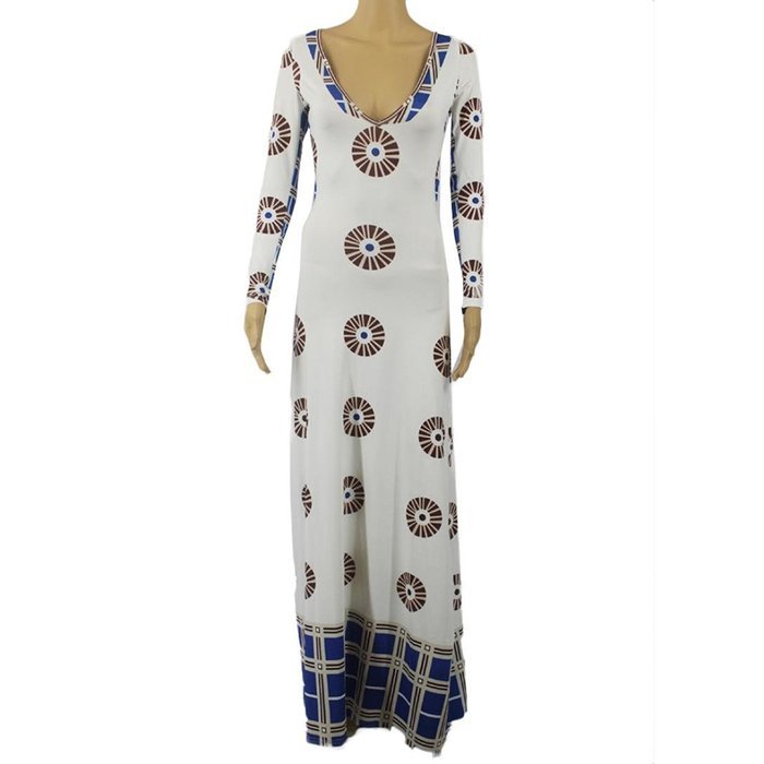 Women Dress,Haoricu Women Backless Skintight Casual Traditional African Print Long Sleeve Party Dress N4