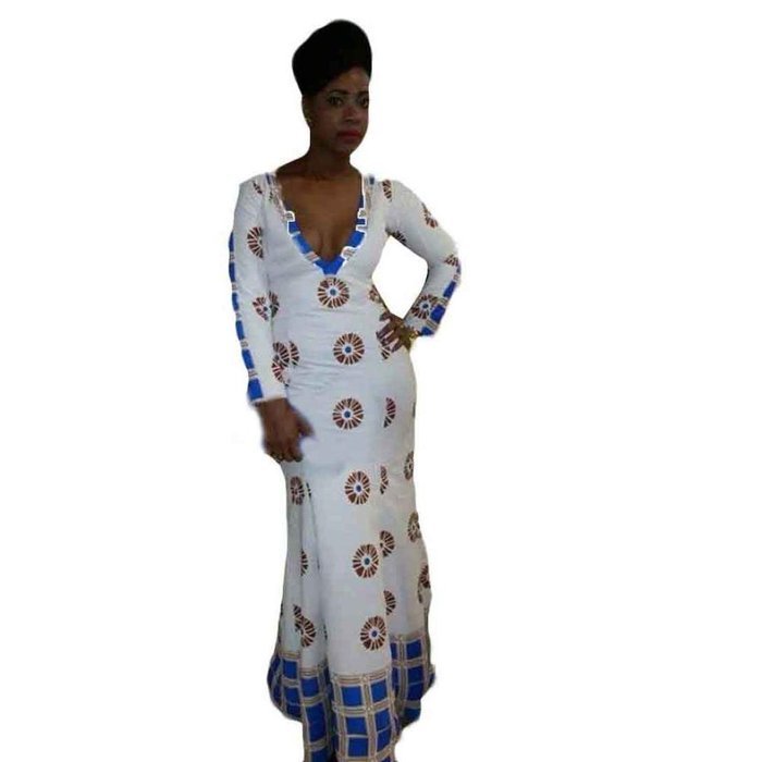 Women Dress,Haoricu Women Backless Skintight Casual Traditional African Print Long Sleeve Party Dress N5