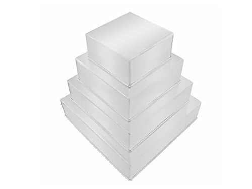 Square Multilayer Wedding Birthday Cake Baking Pan Set of 4 Cake Tins (4" Deep)