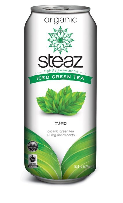 Steaz Organic Iced Teaz, Green Tea with Mint, 16-Ounce Cans (Pack of 12) N4