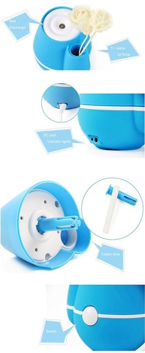 LIWUYOU Vase Shaped Mini Portable USB Air Freshener Humidifier for Home Office Color Blue N3
