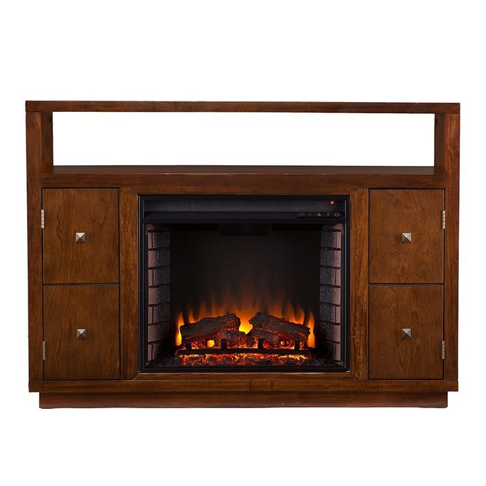 Brentford Media Electric Fireplace - Dark Tobacco N8