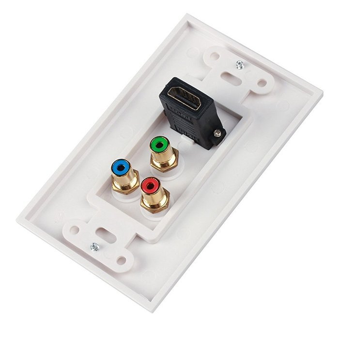 TNP HDMI + 3RCA Wall Plate - 4k Ultra HD UHD 1080P Full HD Compatible & Gold Plated RCA Component Composite Video...