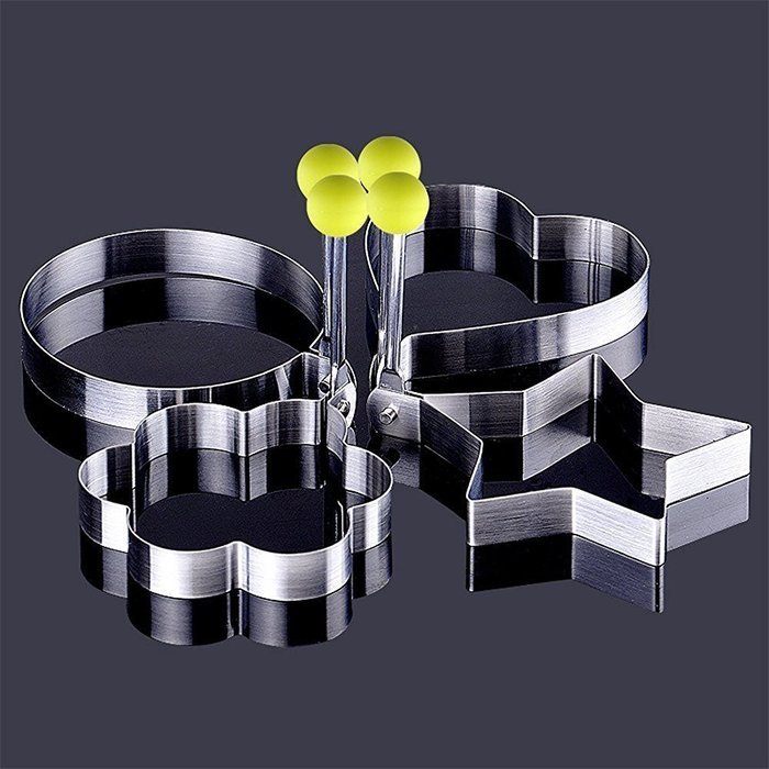 Holiday Cookie/Fondant Cutters, LAFEINA 5PCS Stainless Steel Fried Egg Mold Pancake Mold Kitchen Tool Pancake... N2