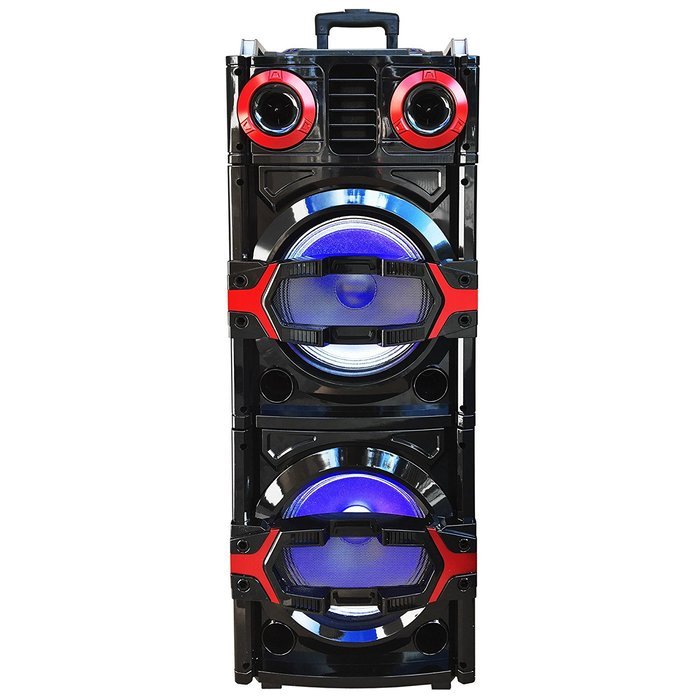 EMB PKL122PRO 1800W Double 10" Woofer w/ LED Lights - Trolley LOUD Portable Speaker System - Built-in Bluetooth...