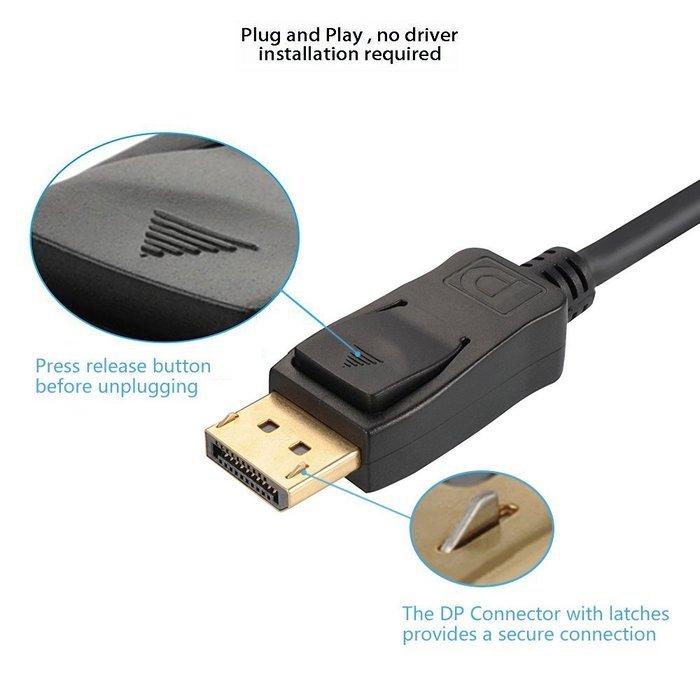HDMI DisplayPort Cable 6FT, FEMORO DP HDMI Display Cable Adapter 6feet Male to Male Port Gold Plated Port with... N11