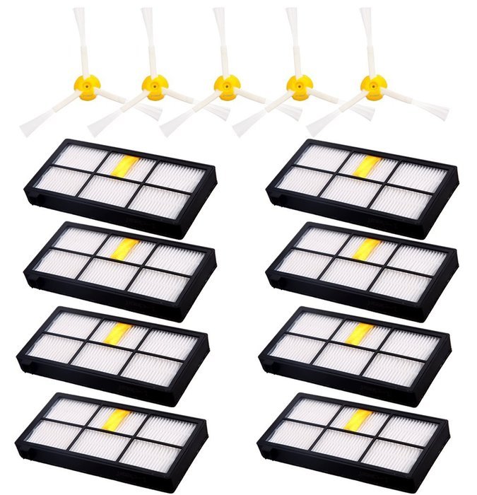 6pcs 3-Armed Side Brush + 8pcs HEPA Filter for Roomba 880 870 980, I-clean for iRobot Roomba Vacuum Replacement... N4