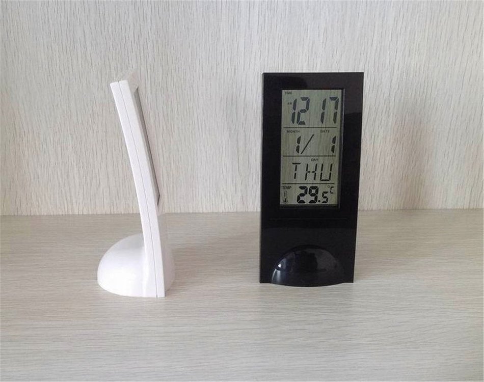 Surborder Shop Digital Alarm Clock Battery Operated with Large Display (Black)