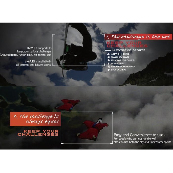 [THES] The Vue Wearable Extreme & Leisure Sports Wi-Fi Action Cam / Including 16GB SD Card / Waterproof / Smart... N3