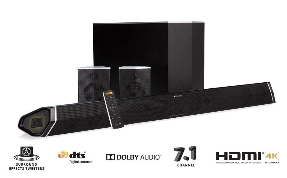 NAKAMICHI SHOCKWAFE PRO 7.1 Ch 45-Inch Sound Bar with 8&rdquo; Wireless Subwoofer and Rear Satellite Speakers