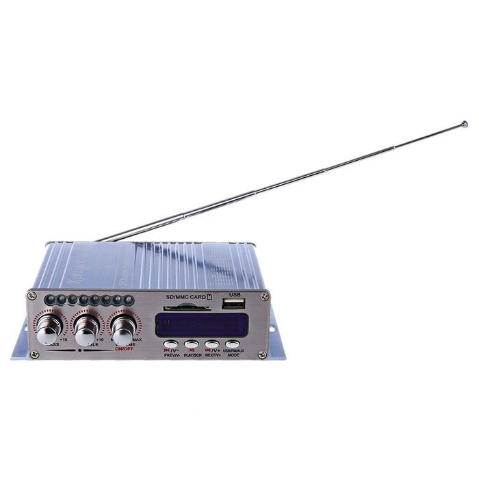 Robolife USB Kentiger HY - 502S 2CH Bluetooth Hi-Fi Super Bass Output Power Amplifier with Remote Controller Blue