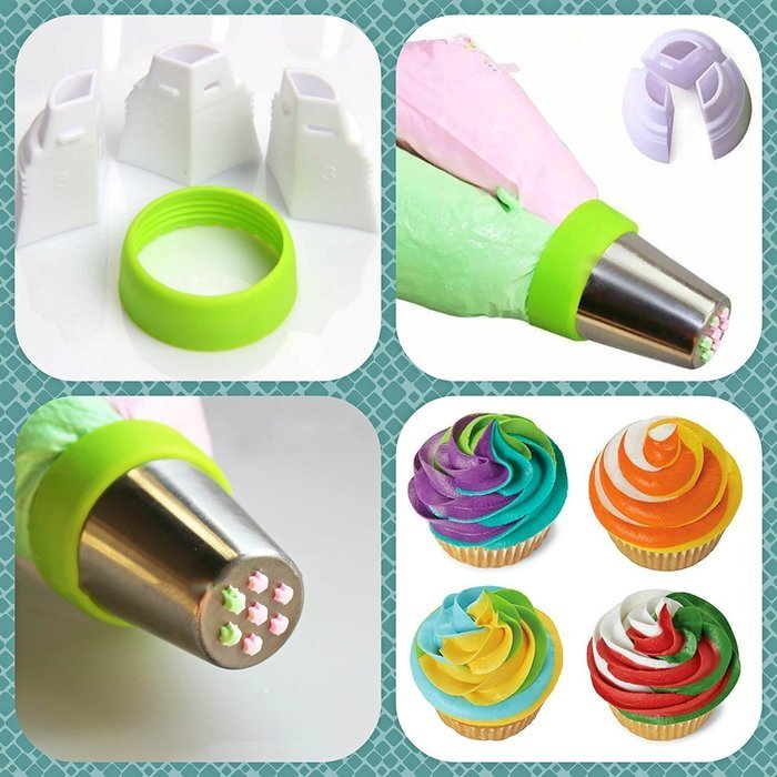 Russian Piping Tips 48pcs Set (27 XLarge nozzles 20 FREE disposable pastry bags tri coupler) 304 Stainless DELUXE... N2
