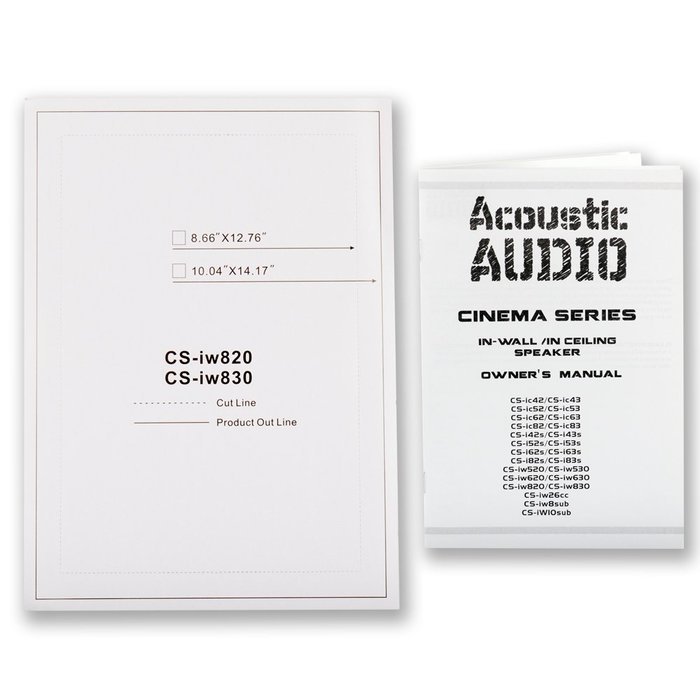 Acoustic Audio CS-IW830 In Wall 8" Speaker 3 Way Home Theater 4 Pair Pack 2800 Watt CS-IW830-4PR N2