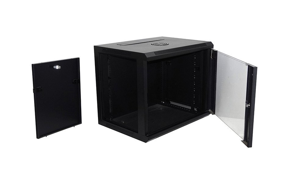 9U Wallmount Cabinet Enclosure 19-Inch Network Rack Locking Glass Door 18'' Deep