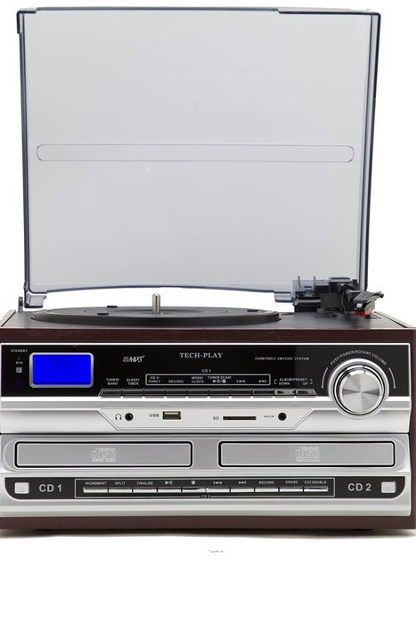 TechPlay ODC174WD SP, 3 speed turntable W/Cassette Player, Radio with presets, AUX in, RCA out, USB SD MP3 Encoding... N8