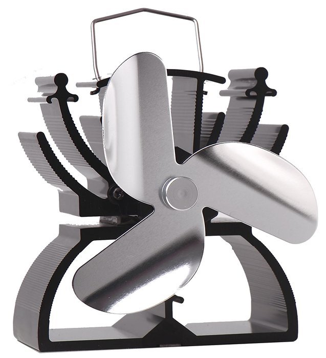 12.5cm Mini Heat Powered Stove Fan For Small Space Wood / Log Burner/Fireplace - Eco Friendly(Black) N7