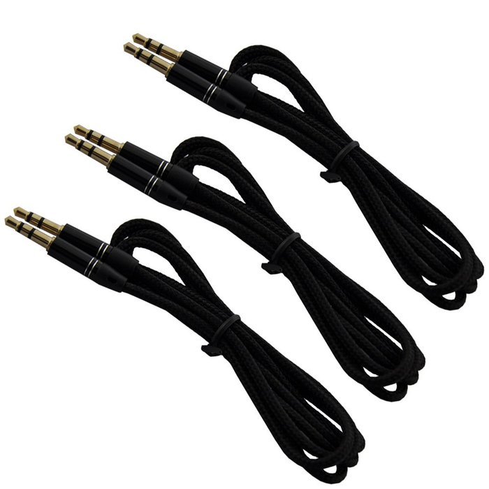 Seadream 3Pack 4Ft Male to Male 3.5mm Woven Fabric Braided Universal Auxiliary Audio Stereo Cable for All 3.5mm-Enabled... N2