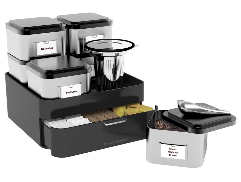 Mind Reader 10 Piece "Lucy" Loose Leaf Tea Organizer, Silver N3