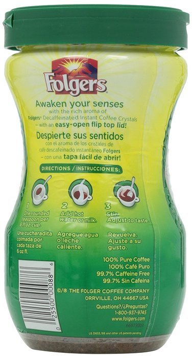 Folgers Instant Decaf Coffee, 8 oz N4