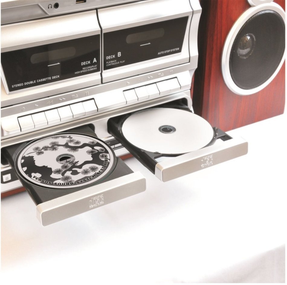 TechPlay ODCR2110WD,Retro turntable, Double CD & Cassette Recorder/Player,Bluetooth,AM/FM,SD,USB,AUX N3