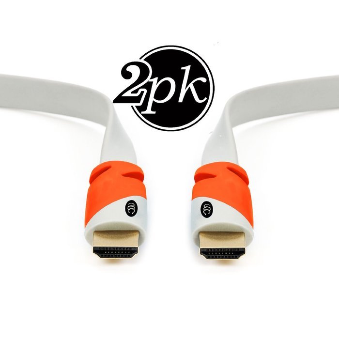FLAT HDMI Cable 2.0 - 3 Ft, Ultra Clarity High Speed Flexible Cord (2PK 3 Feet / 1 meter Each) HDMI Flat Wire,... N5