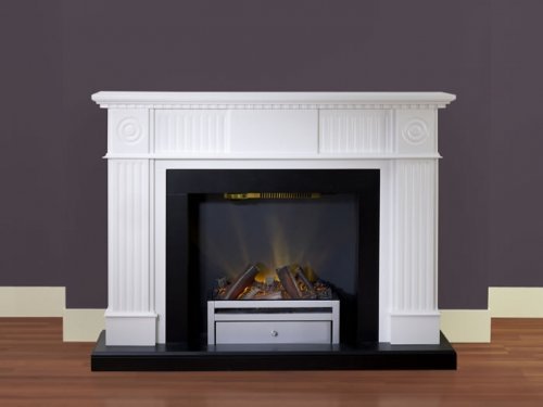Adam Ashton Electric Fireplace Mantel Package in Satin White N3