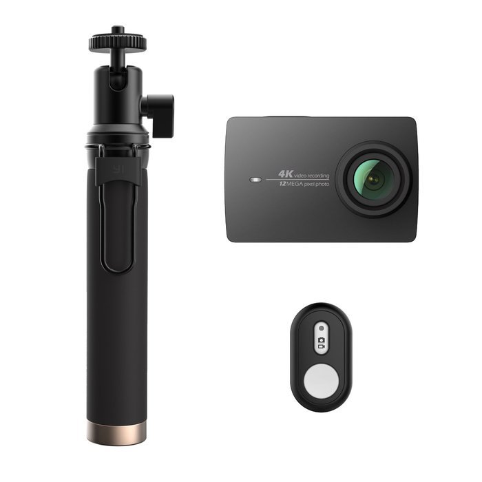 YI 4K Action Camera with Selfie Stick & Bluetooth Remote (US Edition) Night Black N10
