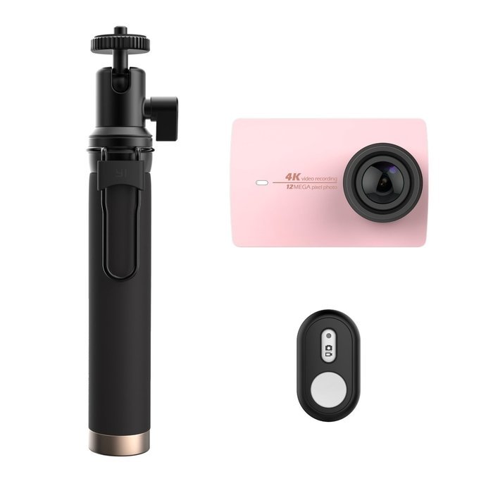 YI 4K Action Camera with Selfie Stick & Bluetooth Remote (US Edition) Night Black N13