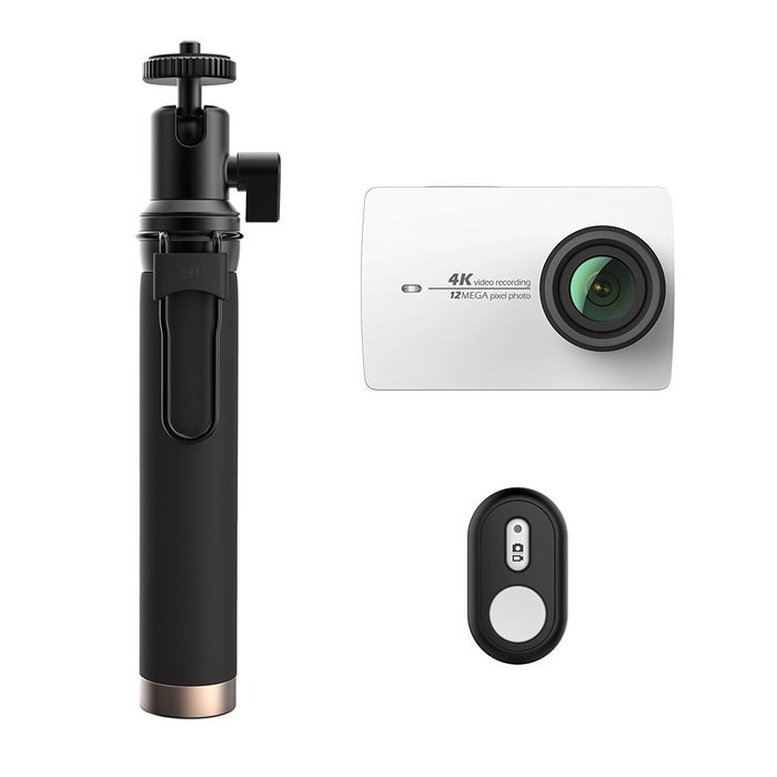 YI 4K Action Camera with Selfie Stick & Bluetooth Remote (US Edition) Night Black N16