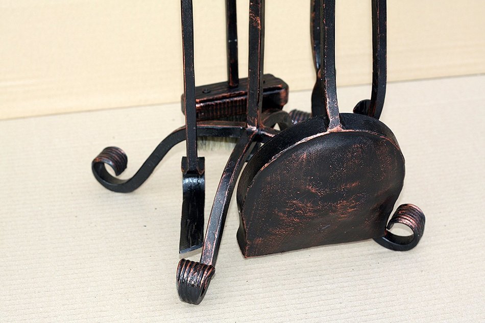 Fireplace set 4 pieces Handmade Hearth Accessories "Nikolaev" Agrik, Finish: Patina N2