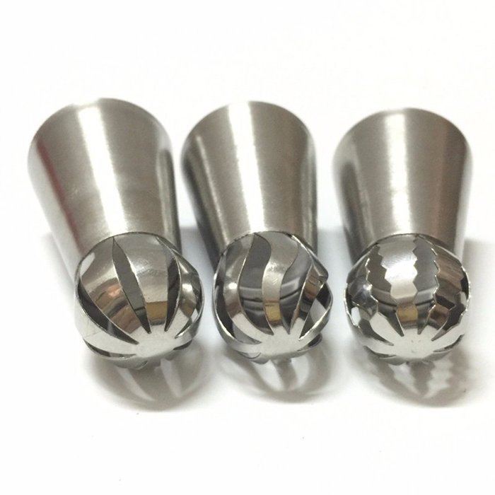 Misula 3PCS/Set New Design Ball Tips Sphere Nozzles Cream Stainless Steel Flower Torch Shape Icing Piping Nozzles...