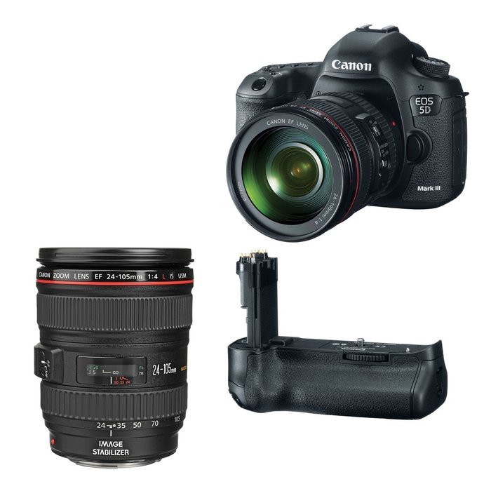 Canon EOS 5D Mark III 22.3MP Full Frame CMOS w/ 1080p Full-HD Video Mode Digital SLR Camera (Body) + Canon BG-E11... N5