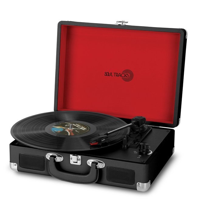 Photive SoulTracks Portable 3-Speed Turntable with built in Speakers. Vinyl Stereo Record Player Fully Automatic... N3