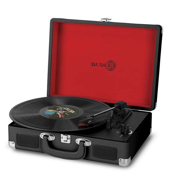 Photive SoulTracks Portable 3-Speed Turntable with built in Speakers. Vinyl Stereo Record Player Fully Automatic... N4