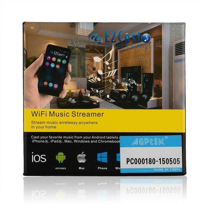 AGPtEK EZMusic WiFi Audio Music Streamer Wireless Stereo Receiver Adapter Airplay DLNA Qplay Ezcast M7 for iPhone...