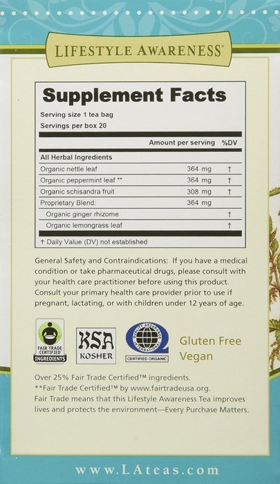 Lifestyle Awareness Teas, Caffeine Free Dandy Liver Detox Tea, 20 Count N34