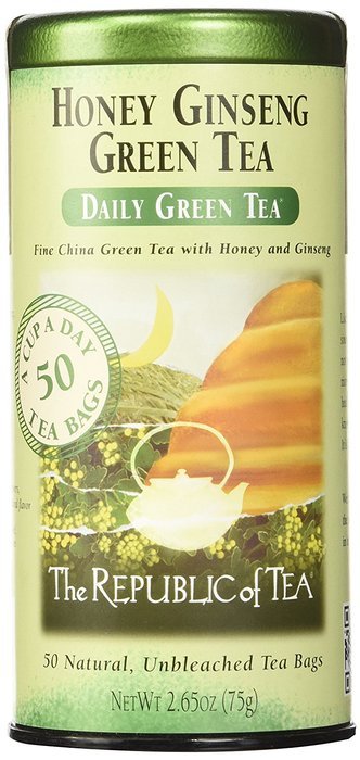 The Republic Of Tea Honey Ginseng Green Tea, 50 Tea Bags, Relaxing Chinese Green Tea Gourmet Blend N7