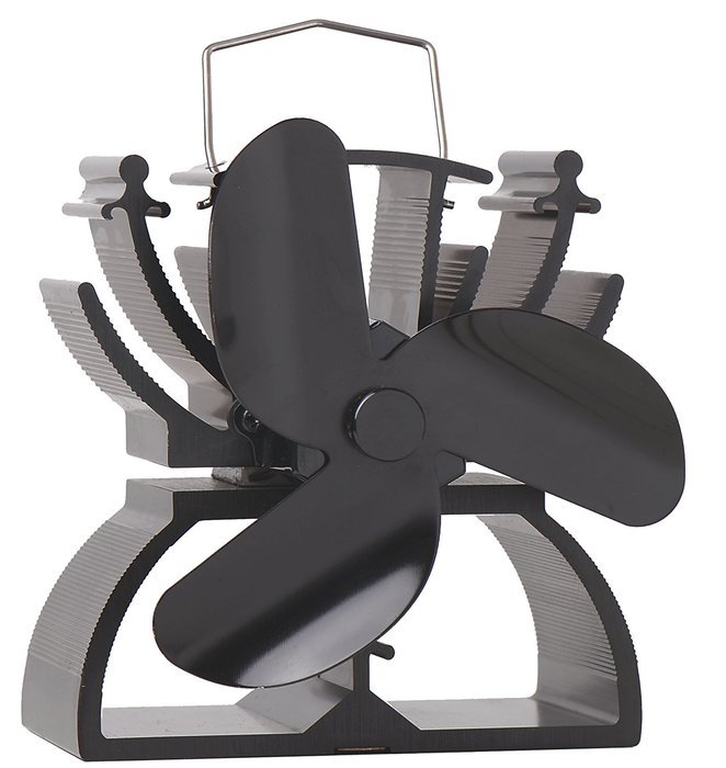 12.5cm Mini Heat Powered Stove Fan For Small Space Wood / Log Burner/Fireplace - Eco Friendly(Black) N9