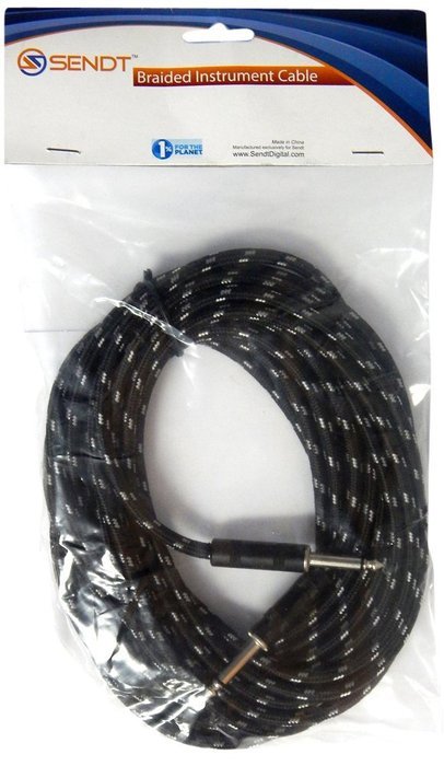 Sendt 25 foot 1/4 inch (6.3mm) Male to Male Mono Nylon Braided Guitar / Bass / Instrument Cable N4